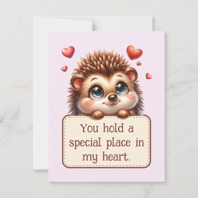 Valentinstag Niedlich Igel Liebe Feiertagskarte (Vorderseite)