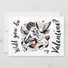 Valentinstag niedlich orangefarbener Herzkupfer Feiertagskarte
