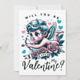 Valentinstag niedlich rosa aquamarines Cupid Feiertagskarte