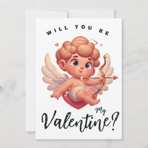 Valentinstag niedlich rosa Cupid Feiertagskarte