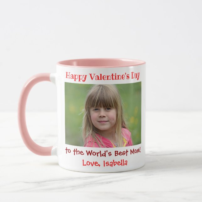 Valentinstag Niedlich Welten Beste Mama Kinder Fot Tasse (Links)