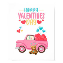 Valentinstag Niedliche Herzen Pink Truck Teddy Bea