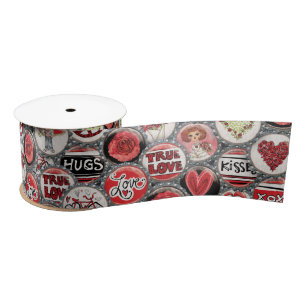 Valentinstag Niedliche Word Art Flaschenbücher Satinband