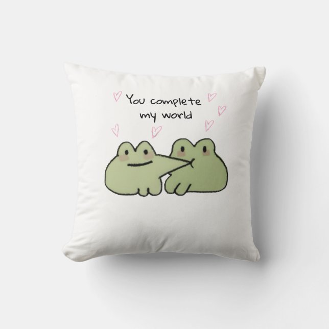 Valentinstag Niedlicher Frosch Liebe Couple Throw  Kissen (Vorderseite)