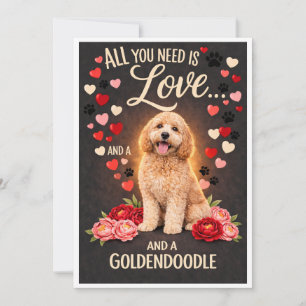 Valentinstag Niedlicher Goldendoodle Foto Kuschel  Feiertagskarte