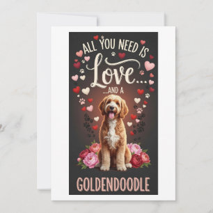Valentinstag Niedlicher Goldendoodle Foto Kuscheln Feiertagskarte