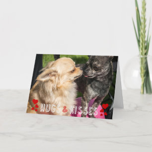 Valentinstag Niedlicher Hund Foto Hugs und Kisses Feiertagskarte