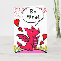 Valentinstag Niedlicher Roter Drache Sei mein