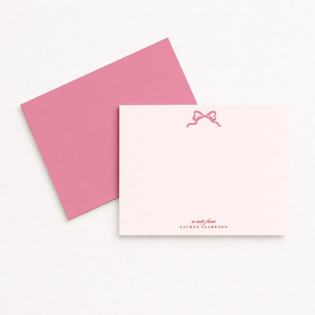 Valentinstag-Notizkarte mit rosa Schleife Einladung (Von Creator hochgeladen)