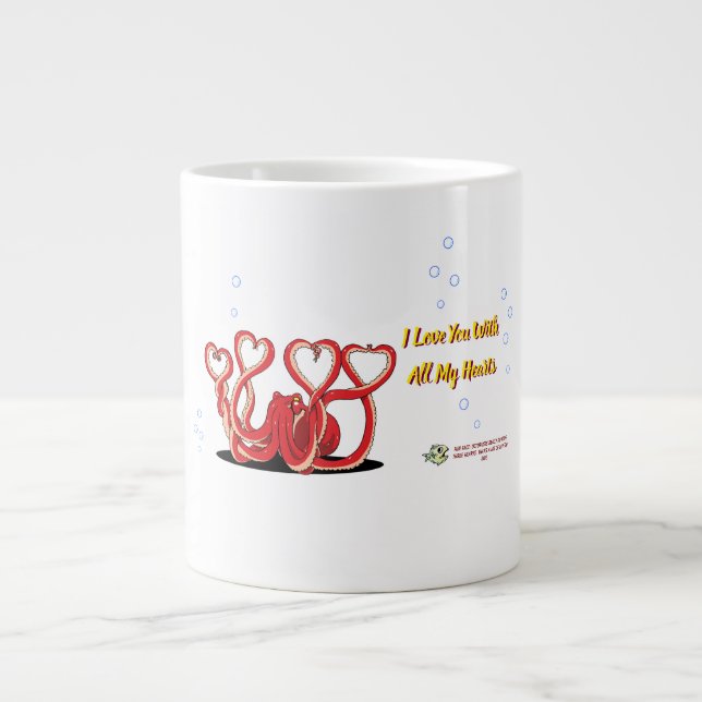 Valentinstag Oktopus Herz Jumbo-Tasse (Vorderseite)
