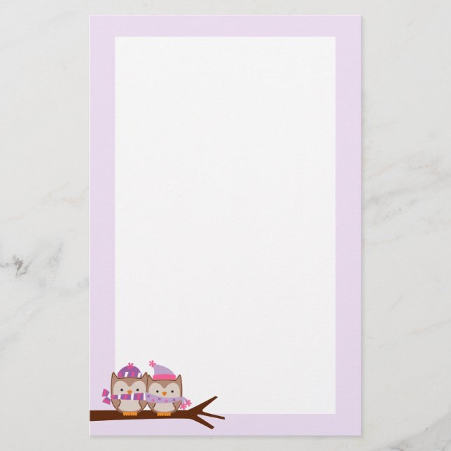 Valentinstag Owls Briefpapier (Vorderseite)