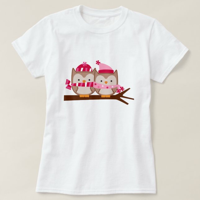 Valentinstag Owls T-Shirt (Design vorne)