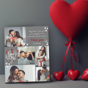 Valentinstag Paar Fotos Collage rot und weiß Fotoplatte