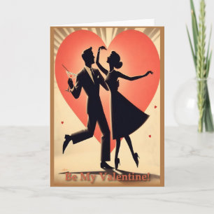 Valentinstag-Paar im Stil der Mitte des Jahrhunder Karte