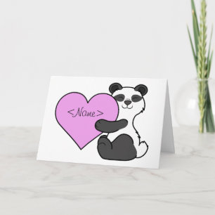 Valentinstag-Panda-Bär mit hellrosa Herzen Feiertagskarte