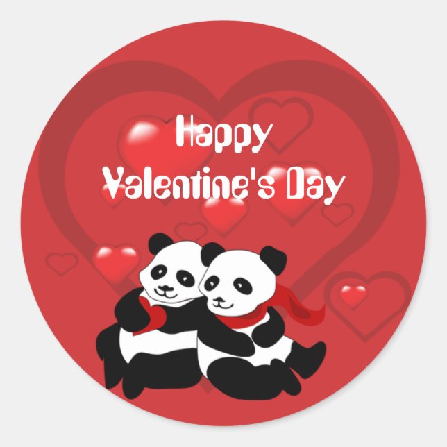 Valentinstag Panda Herz Kleine Aufkleber (Vorderseite)