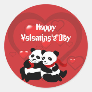 Valentinstag Panda Herz Kleine Aufkleber