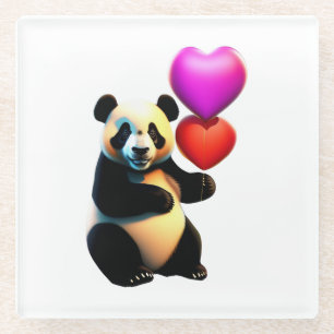 Valentinstag Panda & Herzballon, Valentinstag Glasuntersetzer