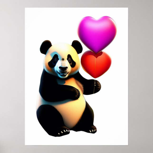 Valentinstag Panda & Herzballon, Valentinstag Poster (Vorne)