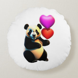 Valentinstag Panda & Herzballon, Valentinstag Rundes Kissen