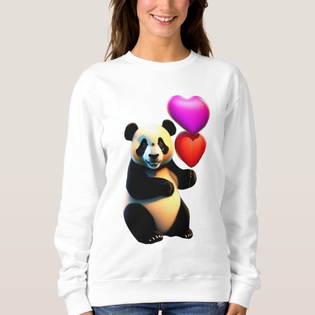 Valentinstag Panda & Herzballon, Valentinstag Sweatshirt (Vorderseite)