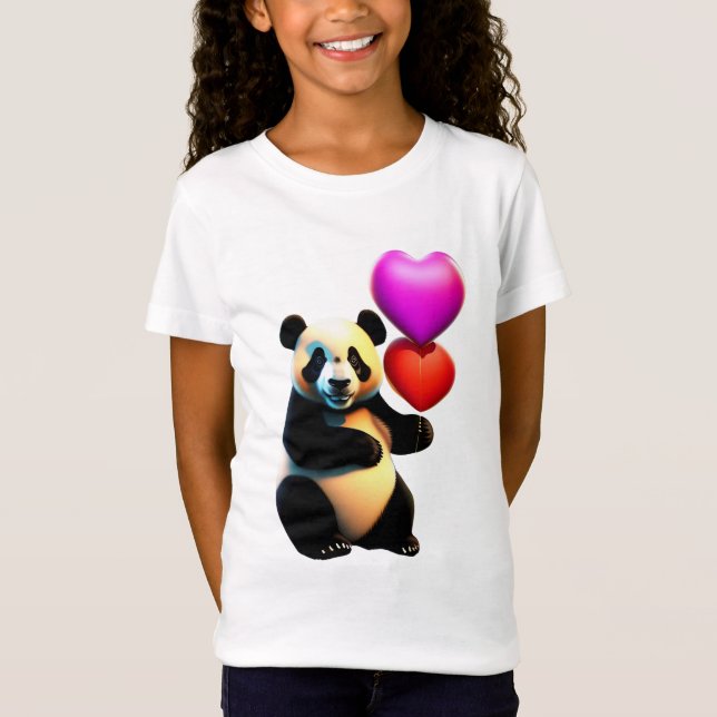 Valentinstag Panda & Herzballon, Valentinstag T-Shirt (Vorderseite)
