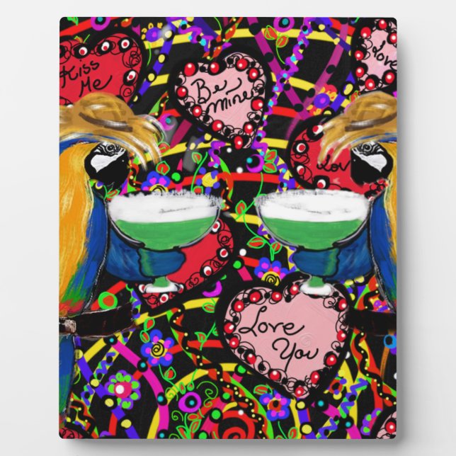Valentinstag-Papageien Fotoplatte (Vorderseite)