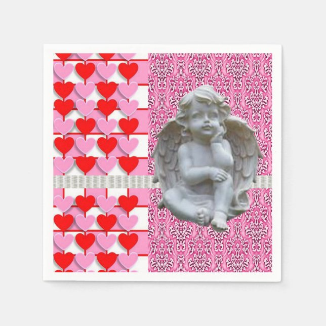 Valentinstag Papier Napkins, Angel Serviette (Vorderseite)