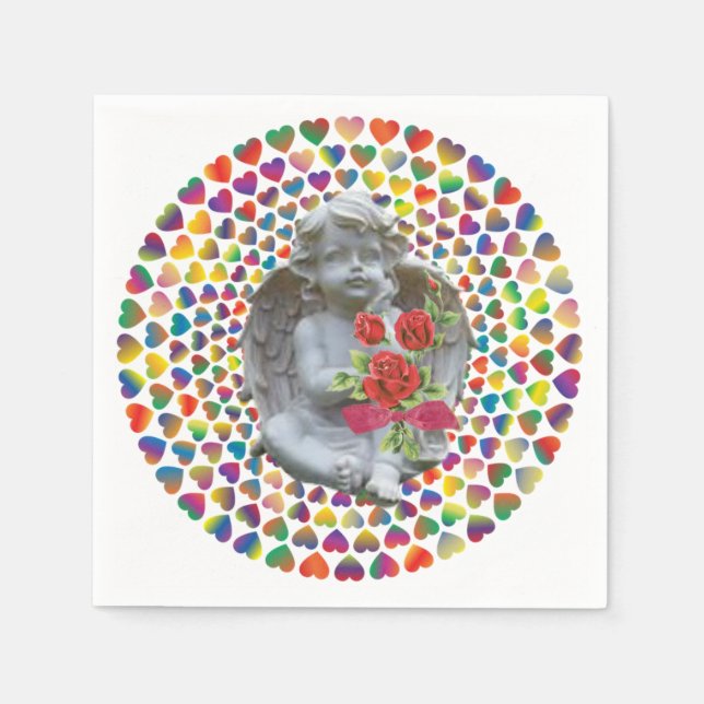 Valentinstag Papier Napkins, Angel Serviette (Vorderseite)