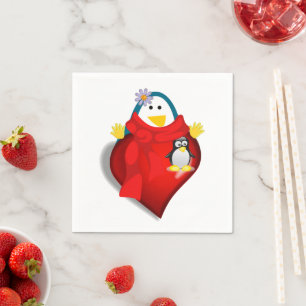 Valentinstag Papier Napkins, Pinguin Hearts Serviette