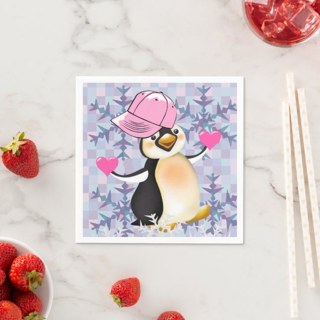 Valentinstag Papier Napkins, Pinguin Hearts Serviette (Beispiel)