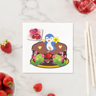 Valentinstag Papier Napkins, Pinguin Hearts Serviette