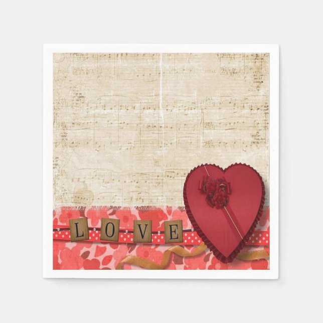 Valentinstag-Papier-Servietten Serviette (Vorderseite)