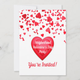 Valentinstag Party Confetti Herz Personalisiert Einladung