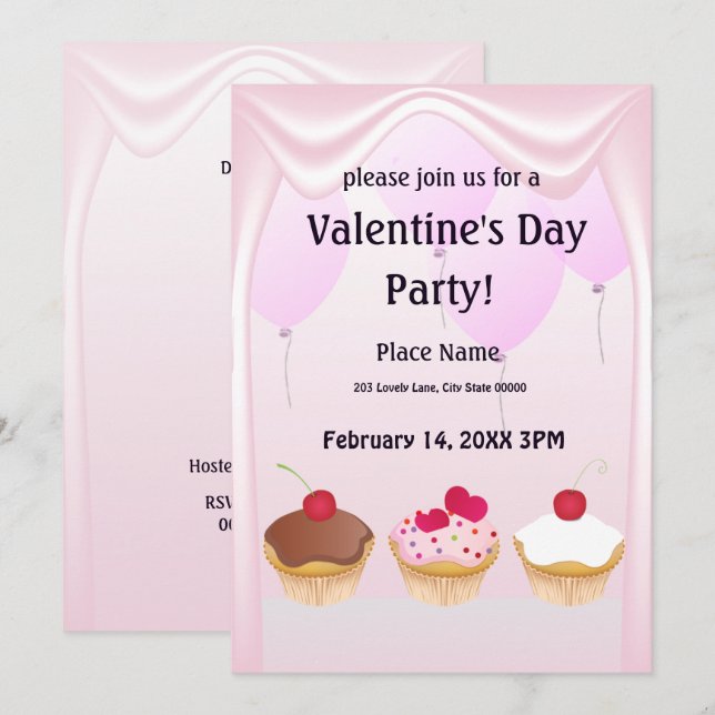 Valentinstag Party Einladung (Vorne/Hinten)