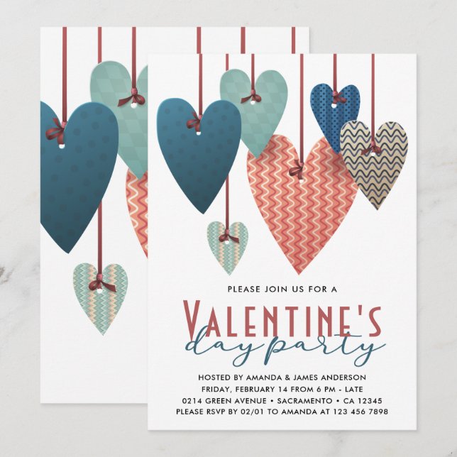 Valentinstag-Party Einladung (Vorne/Hinten)