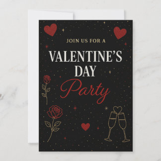 Valentinstag-Party Einladung |Black&Gold Luxe