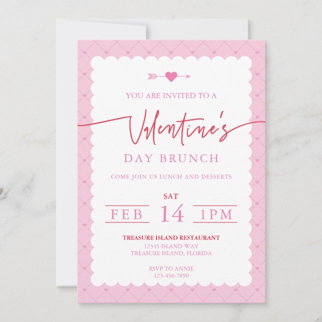 Valentinstag Party Einladung Brunch (Vorderseite)