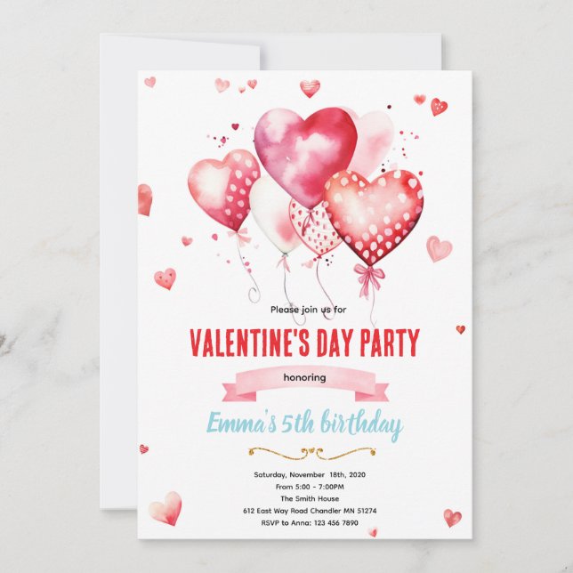 Valentinstag-Party-Einladung Einladung (Vorderseite)
