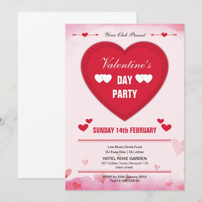 Valentinstag Party Einladung Flyer (Vorne/Hinten)