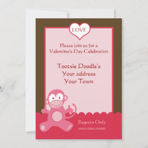 Valentinstag Party Einladung Rosa Affenherz