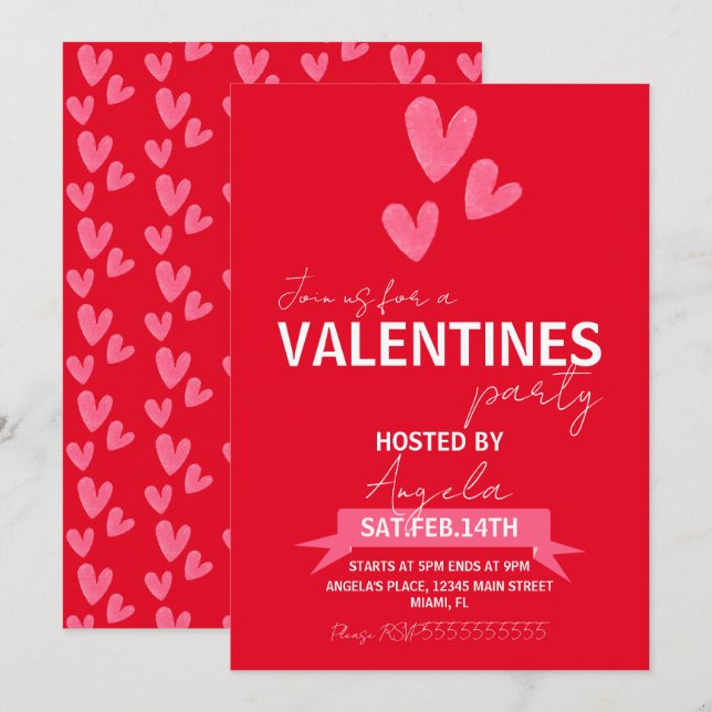 Valentinstag Party Event Business Einladung (Vorne/Hinten)