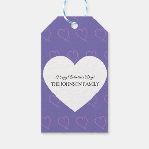 Valentinstag-Party Handgezeichnete Herzen Lila Geschenkanhänger
