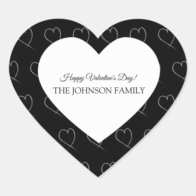 Valentinstag Party Handgezogene Herzen Weiß Grau Herz-Aufkleber (Vorderseite)