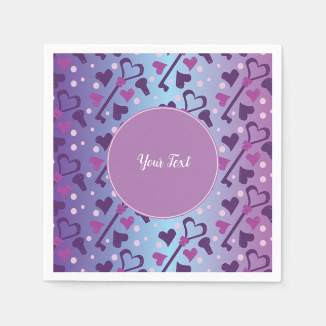 Valentinstag Party Herz Skeletttasten Schlösser Serviette (Vorderseite)