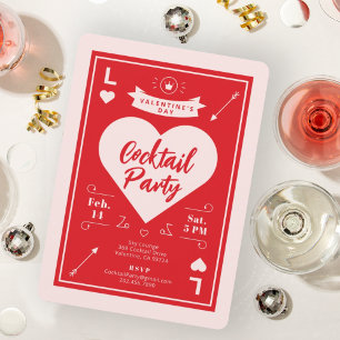 Valentinstag Party Herz und Liebe Rote Einladung