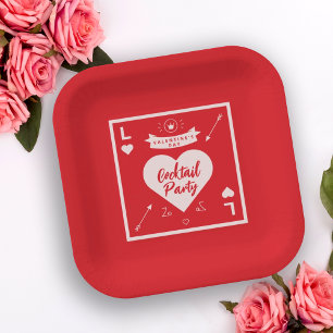 Valentinstag Party Herz und Liebe Rote Einladung Pappteller