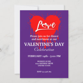 VALENTINSTAG PARTY MIT ROTER HERZ LIEBE EINLADUNG