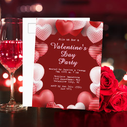 Valentinstag Party Rosa und Rote Liebe Herz Feiertagspostkarte
