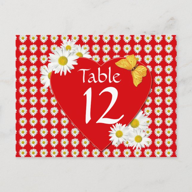 Valentinstag Party Tischnummer Karte (Vorderseite)